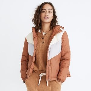 Madewell Primaloft Packable Chevron Puffer Jacket in Colorblock XXS